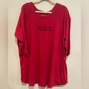 Torrid Red Boxy Oversized Long Sleeve Tee
